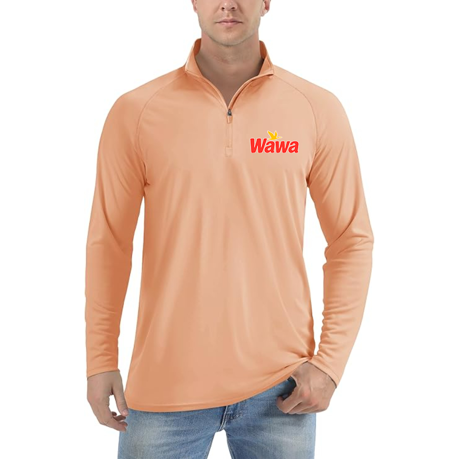 Men's Wawa Gas Station Lightweight Quarter-Zip Athletic Shirt Long Sleeve Performance Wear