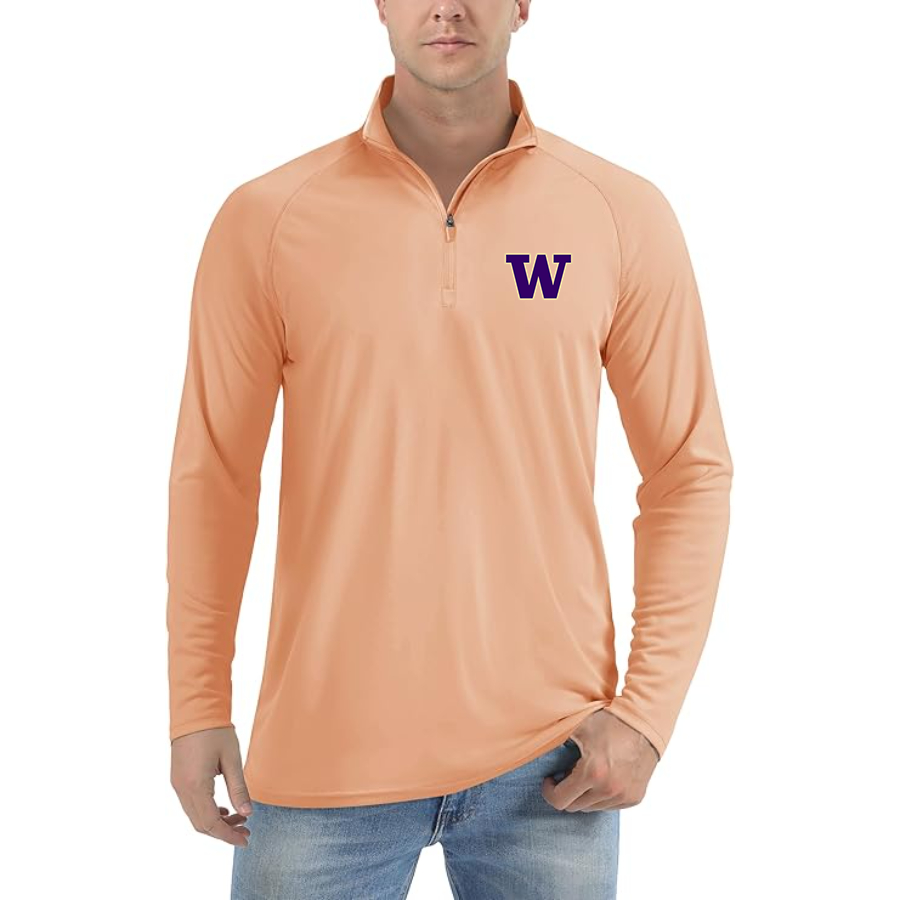 Men's Washington Huskies Lightweight Quarter-Zip Athletic Shirt Long Sleeve Performance Wear