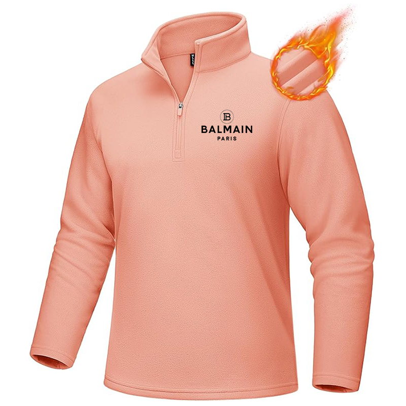 Men's Balmain Paris  MAGCOMSEN  Quarter-Zip Pullover Polar Fleece Sweatshirt Stand Collar Long Sleeve Shirt for Men Thermal Winter Fall