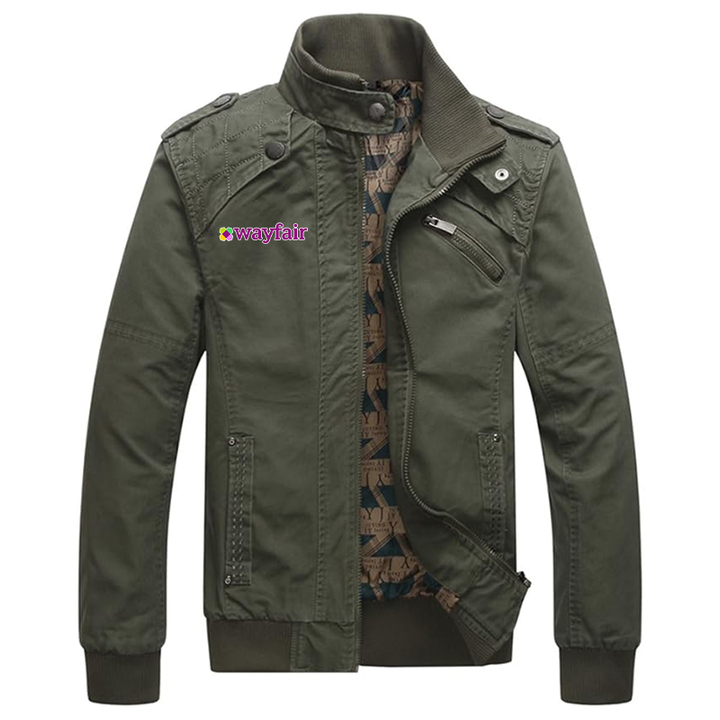 Men's Wayfair Dwar Casual Washed Cotton Military Outdoor Jackets with Shoulder Straps