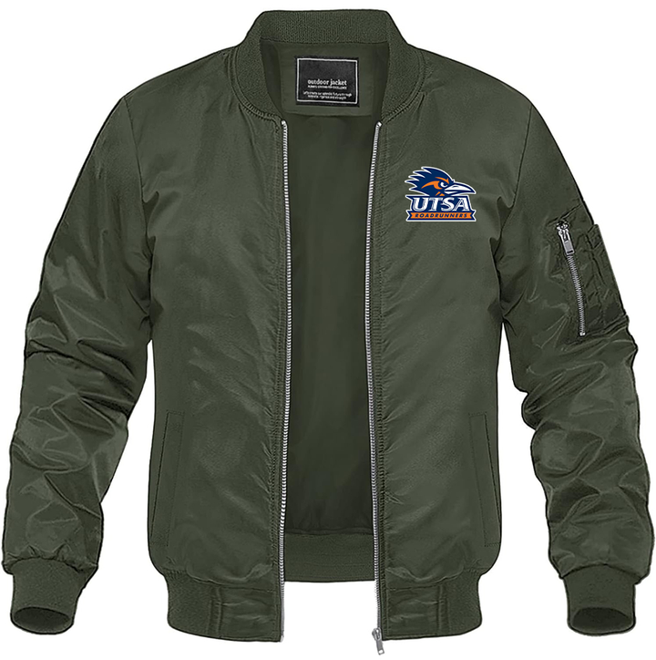 Men's Texas SA Roadrunners Lightweight Bomber Jacket Windbreaker Softshell Varsity Jacket Coat