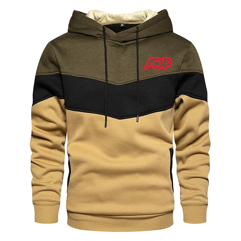 Men's ADP Gesean Novelty Color Block Pullover Fleece Hoodie Long Sleeve Casual Sweatshirt with Pocket