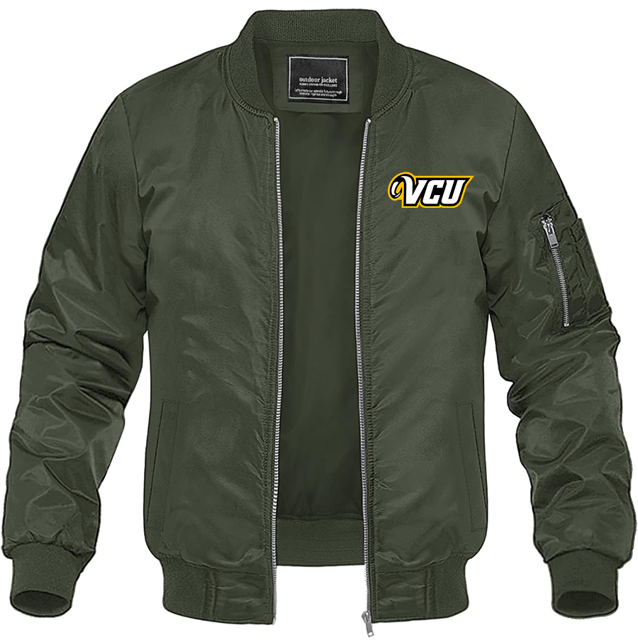 Men's Virginia Commonwealth Rams Lightweight Bomber Jacket Windbreaker Softshell Varsity Jacket Coat