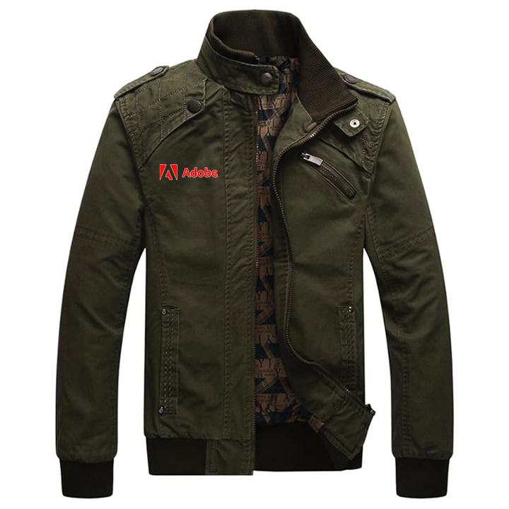 Men's Adobe Corporate  Dwar Casual Washed Cotton Military Outdoor Jackets with Shoulder Straps