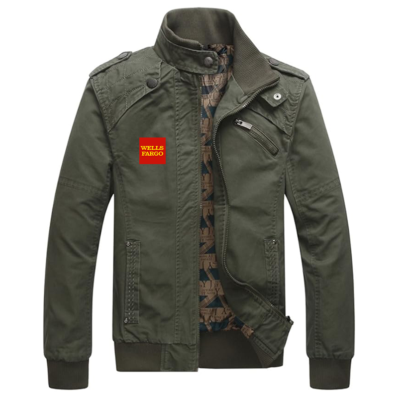 Men's Wells Fargo Dwar Casual Washed Cotton Military Outdoor Jackets with Shoulder Straps