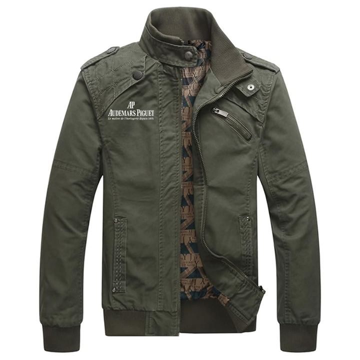 Men's Audemars Piguet Dwar Casual Washed Cotton Military Outdoor Jackets with Shoulder Straps