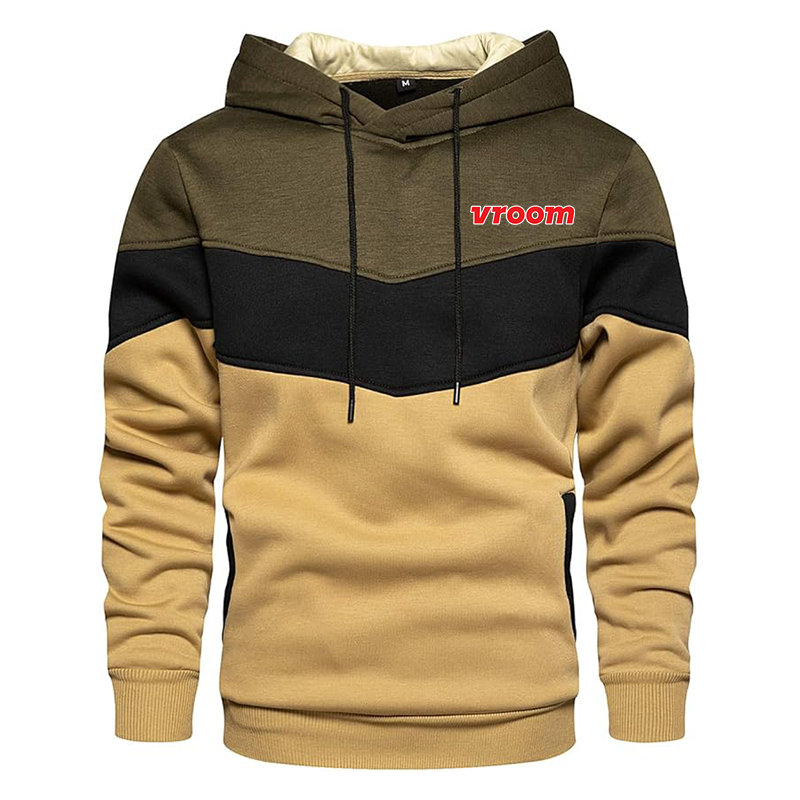 Men's Vroom Gesean Novelty Color Block Pullover Fleece Hoodie Long Sleeve Casual Sweatshirt with Pocket