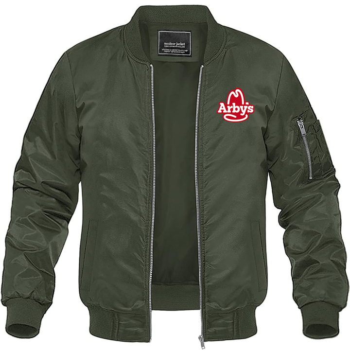 Men's Arbys Lightweight Bomber Jacket Windbreaker Softshell Varsity Jacket Coat