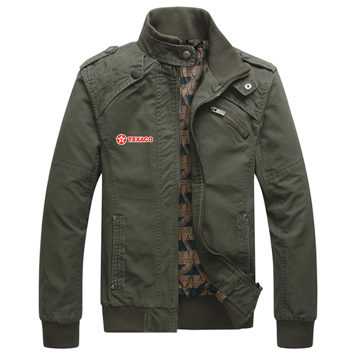 Men's Texaco Dwar Casual Washed Cotton Military Outdoor Jackets with Shoulder Straps