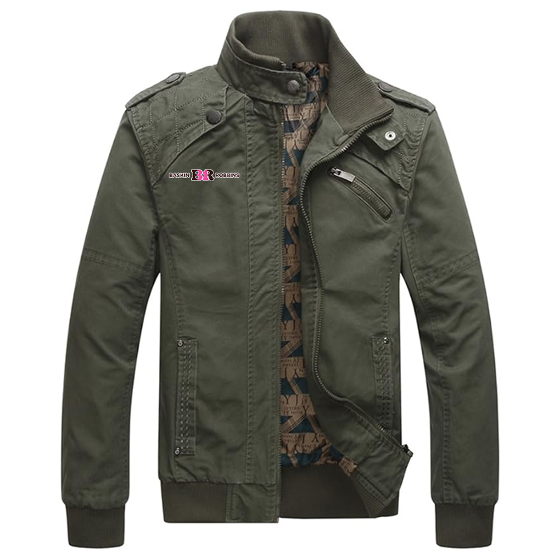 Men's Baskin Rоbbins  Dwar Casual Washed Cotton Military Outdoor Jackets with Shoulder Straps