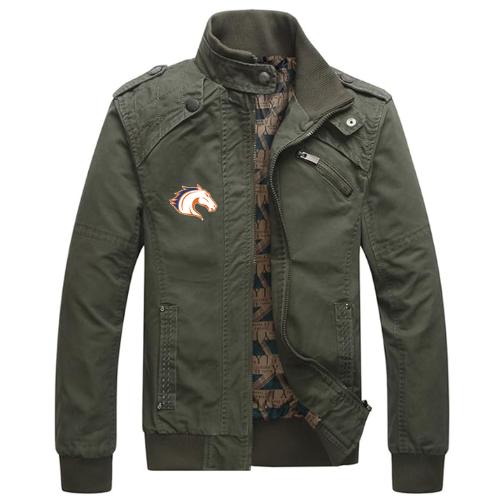 Men's Texas Arlington Mavericks  Dwar Casual Washed Cotton Military Outdoor Jackets with Shoulder Straps