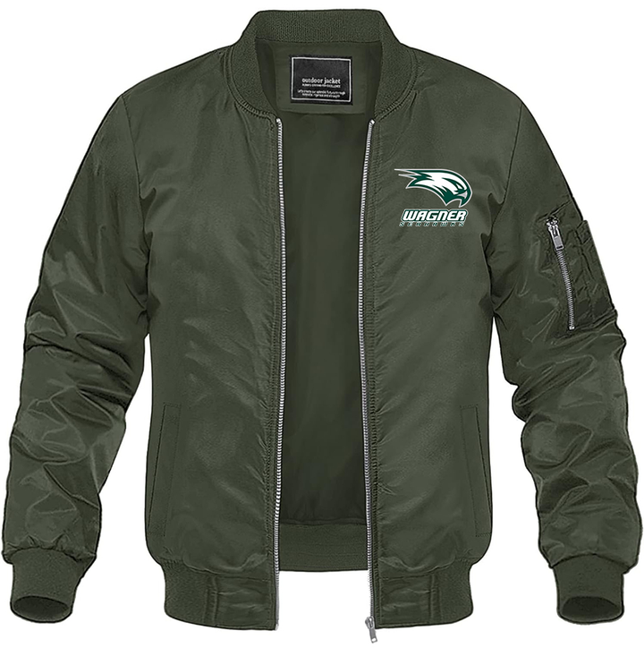 Men's Wagner Seahawks Lightweight Bomber Jacket Windbreaker Softshell Varsity Jacket Coat