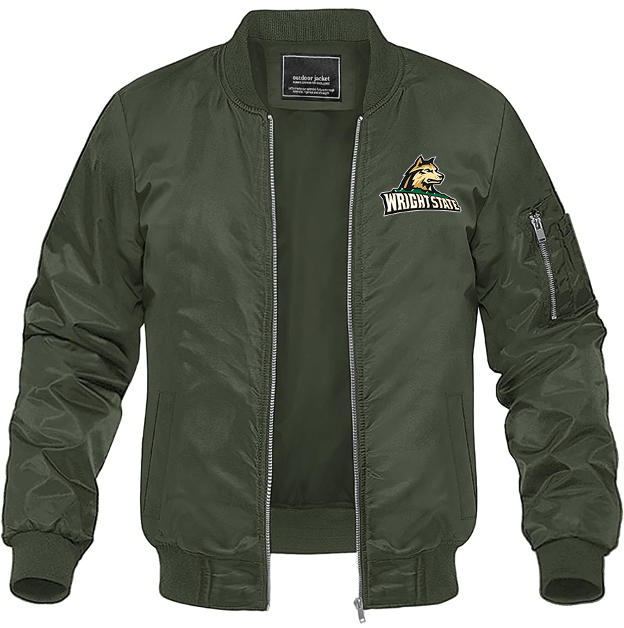 Men's Wright State Raiders Lightweight Bomber Jacket Windbreaker Softshell Varsity Jacket Coat