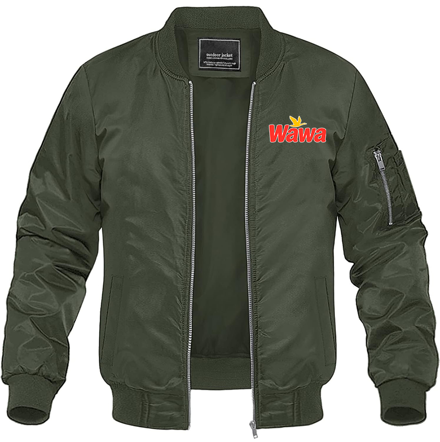 Men's Wawa Gas Station Lightweight Bomber Jacket Windbreaker Softshell Varsity Jacket Coat