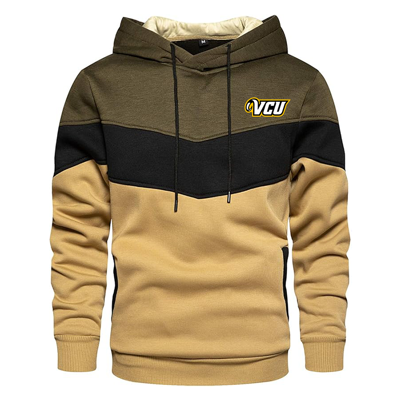 Men's Virginia Commonwealth Rams Gesean Novelty Color Block Pullover Fleece Hoodie Long Sleeve Casual Sweatshirt with Pocket