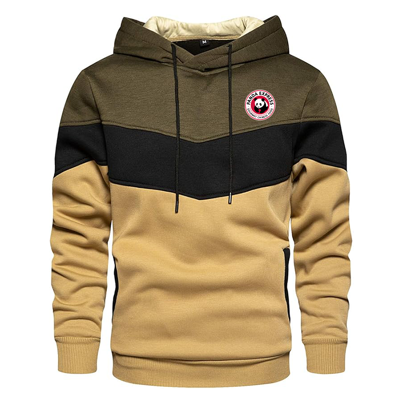 Men's Panda Express Gesean Novelty Color Block Pullover Fleece Hoodie Long Sleeve Casual Sweatshirt with Pocket