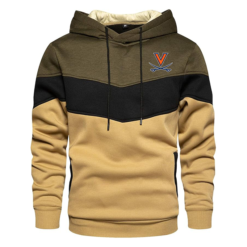 Men's Virginia Cavaliers Gesean Novelty Color Block Pullover Fleece Hoodie Long Sleeve Casual Sweatshirt with Pocket