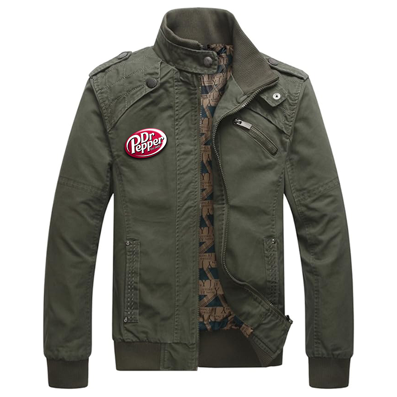 Men's Dr.Pepper Dwar Casual Washed Cotton Military Outdoor Jackets with Shoulder Straps