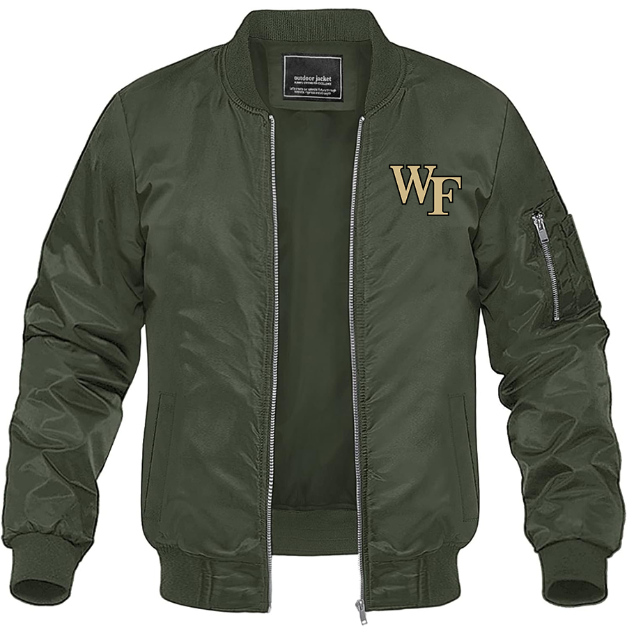 Men's Wake Forest Demon Deacons Lightweight Bomber Jacket Windbreaker Softshell Varsity Jacket Coat