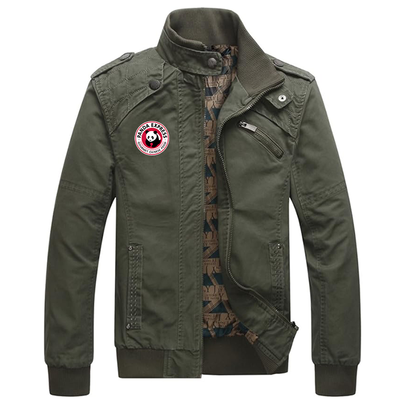 Men's Panda Express Dwar Casual Washed Cotton Military Outdoor Jackets with Shoulder Straps