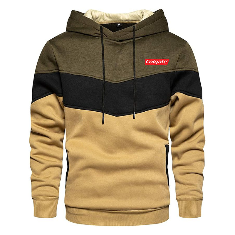 Men's Colgate Gesean Novelty Color Block Pullover Fleece Hoodie Long Sleeve Casual Sweatshirt with Pocket