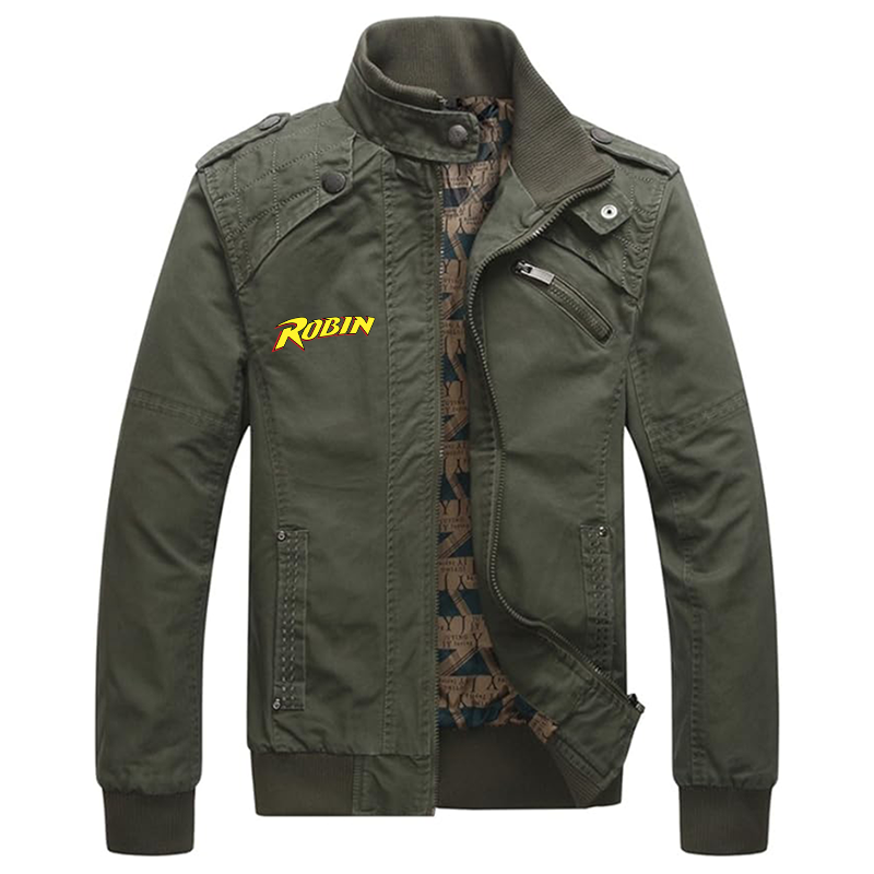 Men's Robin Dwar Casual Washed Cotton Military Outdoor Jackets with Shoulder Straps