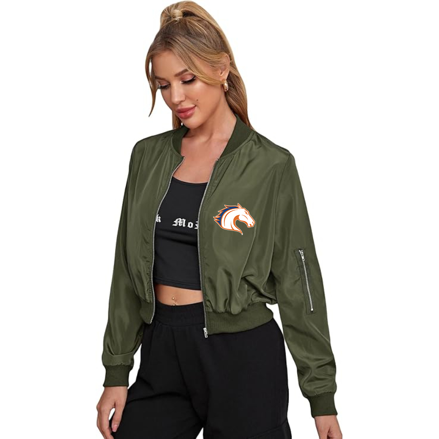 Women's Texas Arlington Mavericks  Lightweight Bomber Biker Jacket Zip up Windbreaker Crop Bomber Jacket Coat