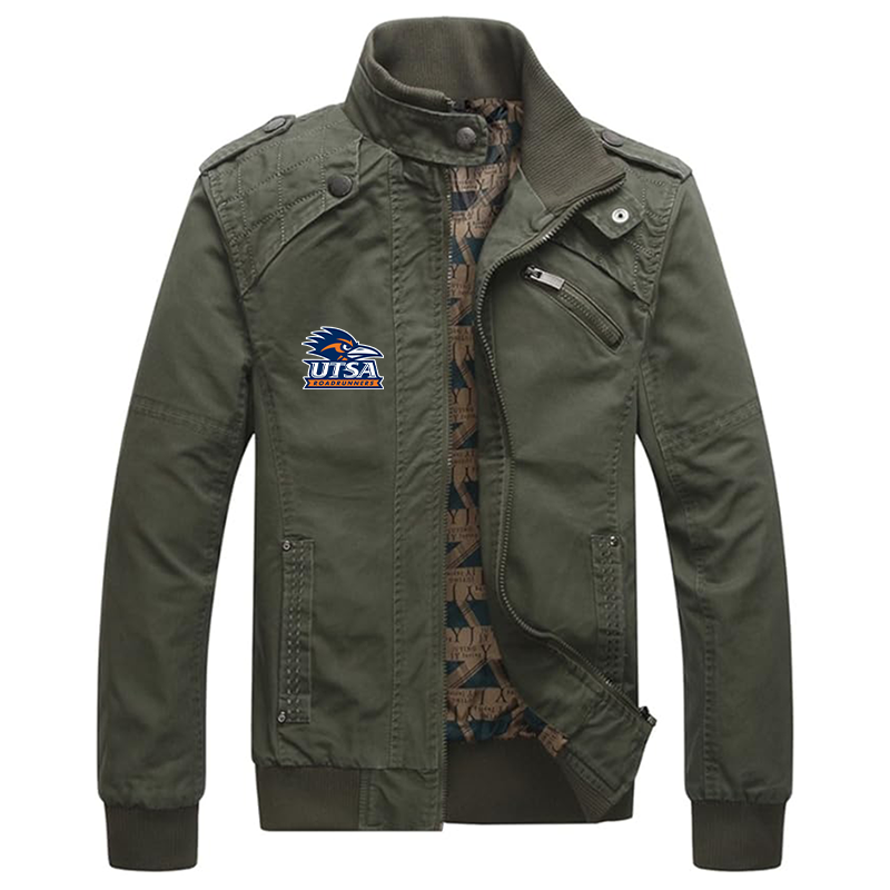 Men's Texas SA Roadrunners Dwar Casual Washed Cotton Military Outdoor Jackets with Shoulder Straps