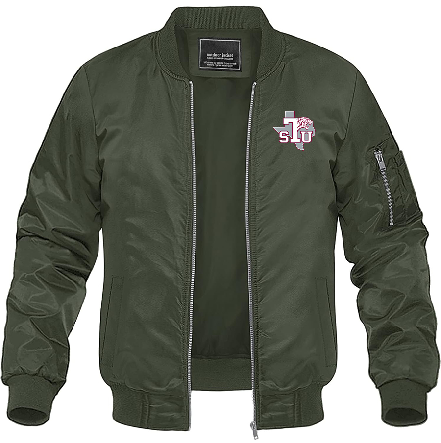 Men's Texas Southern Tigers Lightweight Bomber Jacket Windbreaker Softshell Varsity Jacket Coat