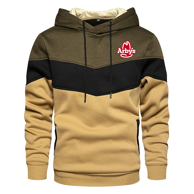 Men's Arbys Gesean Novelty Color Block Pullover Fleece Hoodie Long Sleeve Casual Sweatshirt with Pocket