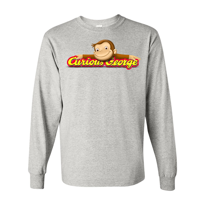 Men's Curious George Gildan Heavy Cotton Long Sleeve T-Shirt