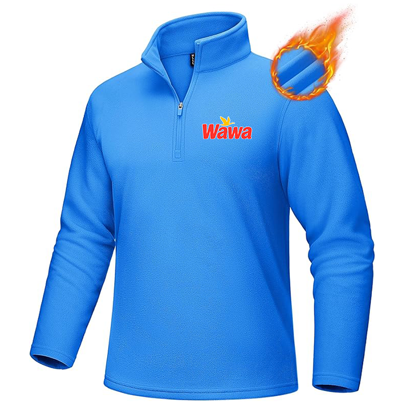 Men's Wawa Gas Station MAGCOMSEN  Quarter-Zip Pullover Polar Fleece Sweatshirt Stand Collar Long Sleeve Shirt for Men Thermal Winter Fall