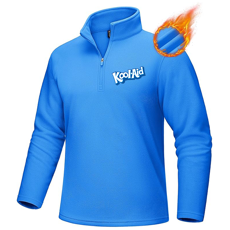 Men's Kool-Aid MAGCOMSEN  Quarter-Zip Pullover Polar Fleece Sweatshirt Stand Collar Long Sleeve Shirt for Men Thermal Winter Fall