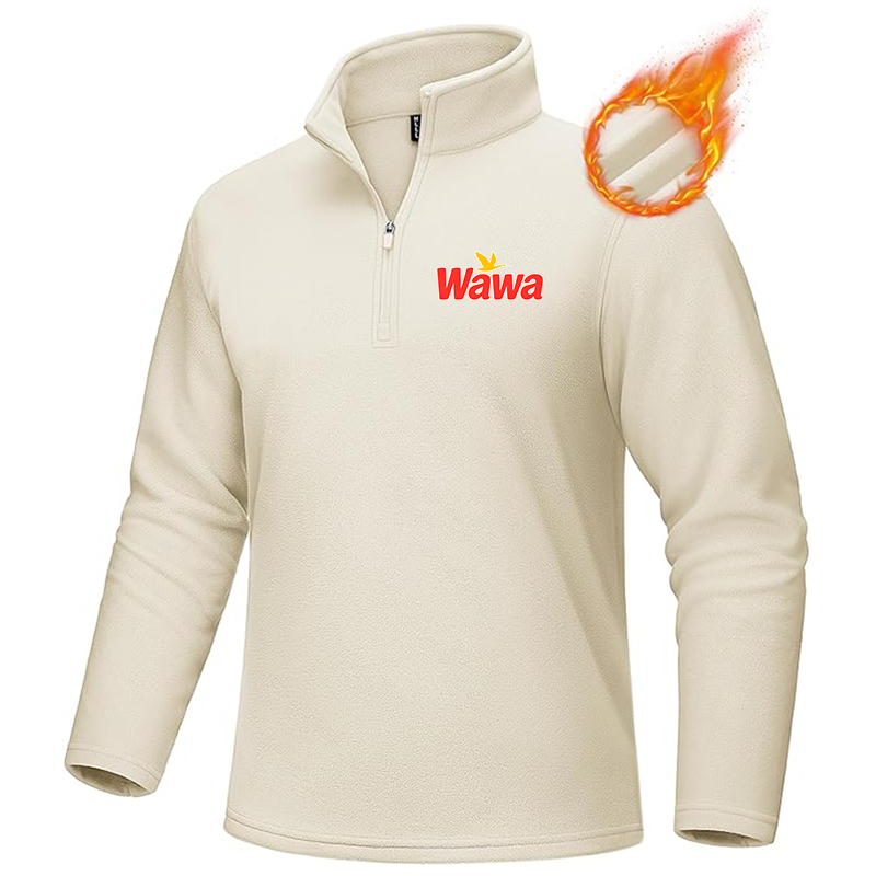 Men's Wawa Gas Station MAGCOMSEN  Quarter-Zip Pullover Polar Fleece Sweatshirt Stand Collar Long Sleeve Shirt for Men Thermal Winter Fall