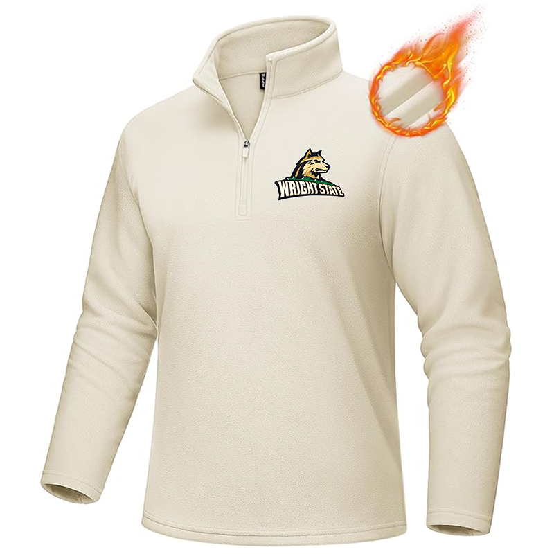 Men's Wright State Raiders MAGCOMSEN  Quarter-Zip Pullover Polar Fleece Sweatshirt Stand Collar Long Sleeve Shirt for Men Thermal Winter Fall