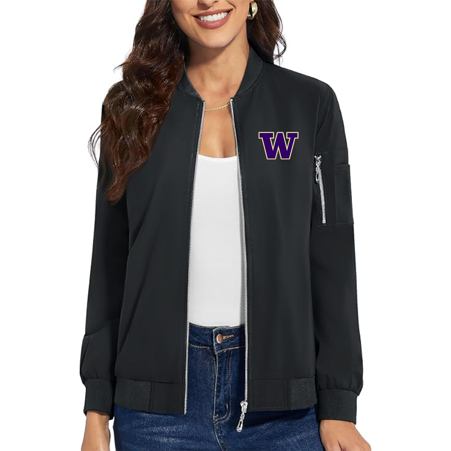 Women's Washington Huskies  Premium Bomber Jacket with Polished Detailing and Functional Sleeve Pocket Modern Luxury Outerwear