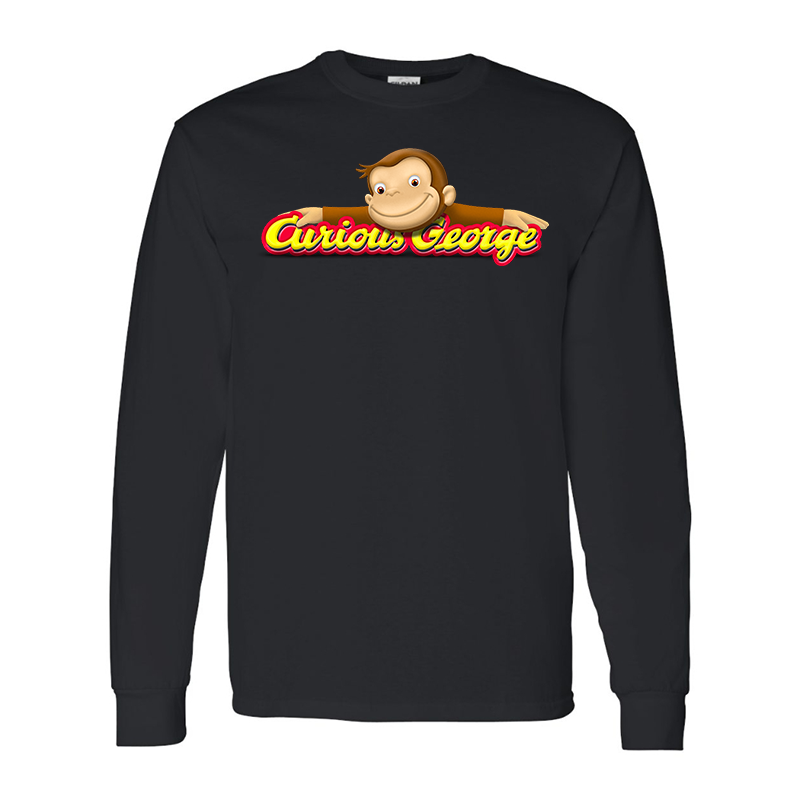 Men's Curious George Gildan Heavy Cotton Long Sleeve T-Shirt