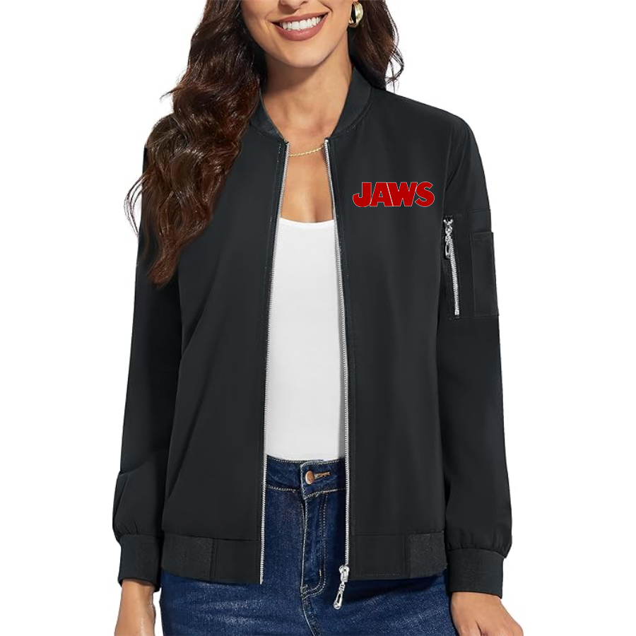 Women's Jaws Premium Bomber Jacket with Polished Detailing and Functional Sleeve Pocket Modern Luxury Outerwear