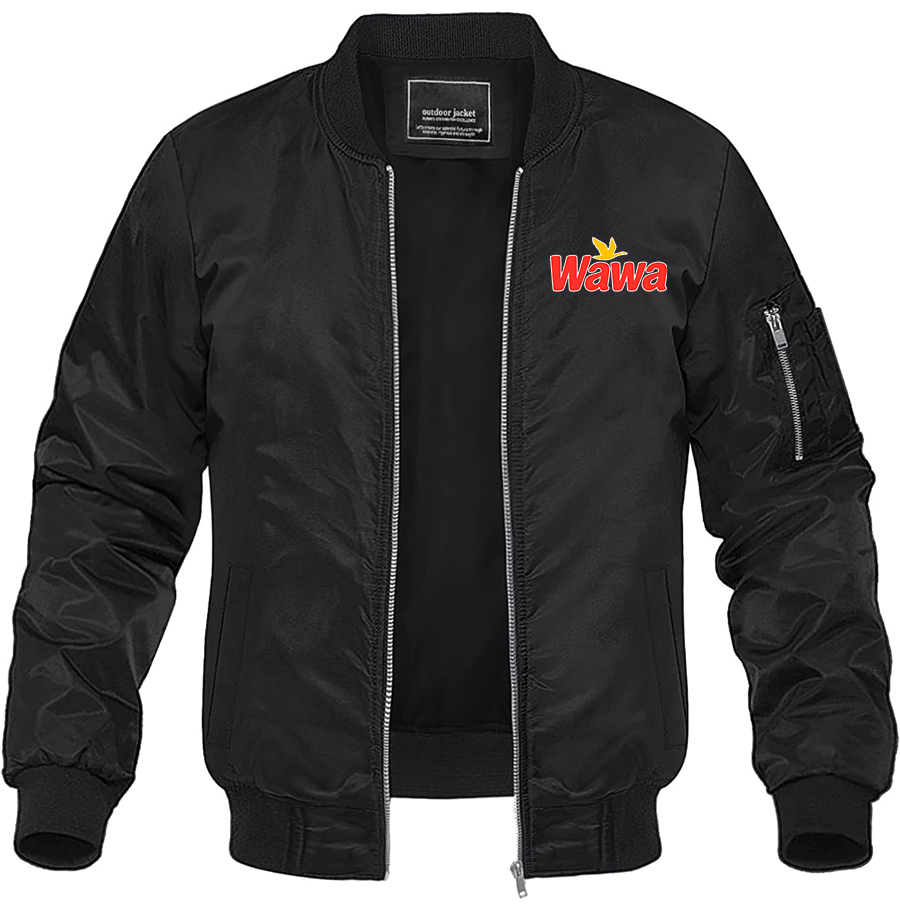 Men's Wawa Gas Station Lightweight Bomber Jacket Windbreaker Softshell Varsity Jacket Coat