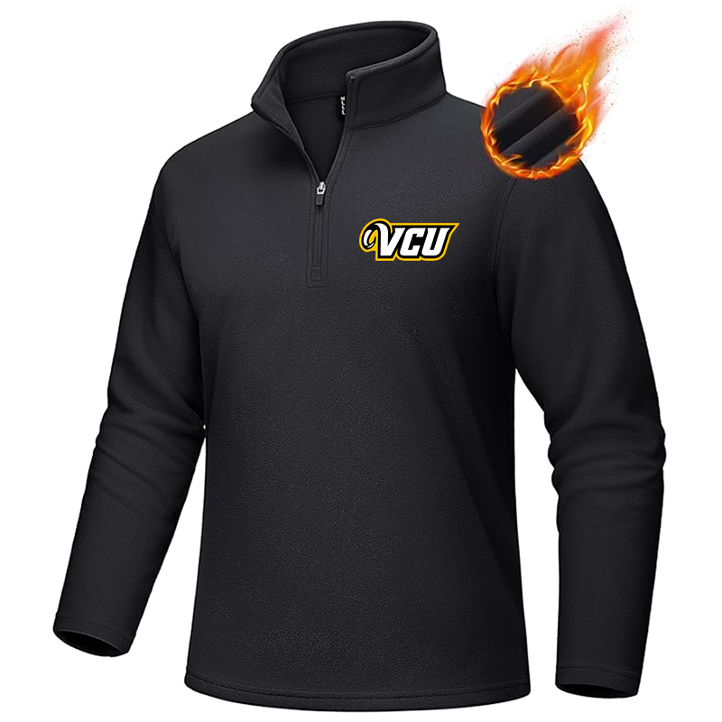 Men's Virginia Commonwealth Rams MAGCOMSEN  Quarter-Zip Pullover Polar Fleece Sweatshirt Stand Collar Long Sleeve Shirt for Men Thermal Winter Fall