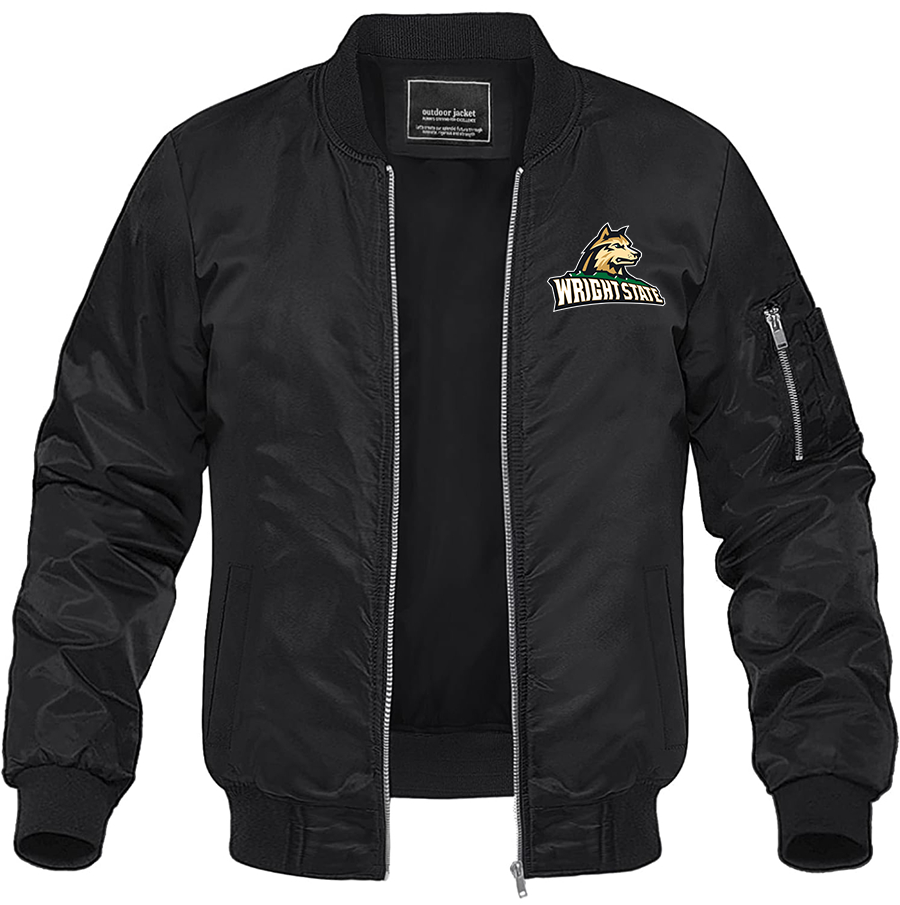 Men's Wright State Raiders Lightweight Bomber Jacket Windbreaker Softshell Varsity Jacket Coat