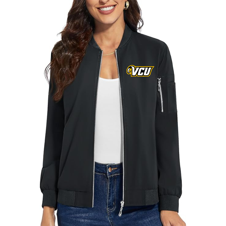 Women's Virginia Commonwealth Rams Premium Bomber Jacket with Polished Detailing and Functional Sleeve Pocket Modern Luxury Outerwear