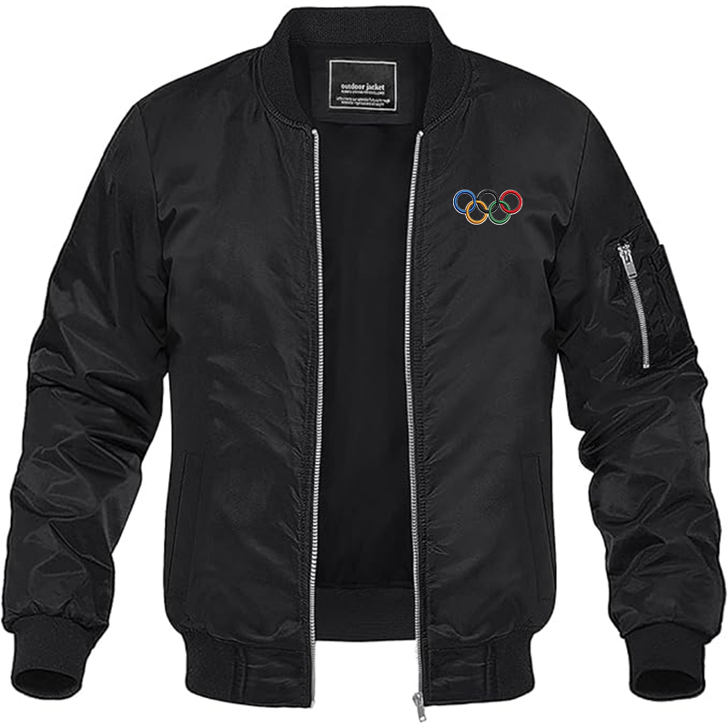 MAGNIVIT Men's Olympics Rings Embroidered Lightweight Bomber Jacket Windbreaker Casual Fall Spring Outdoor Coat