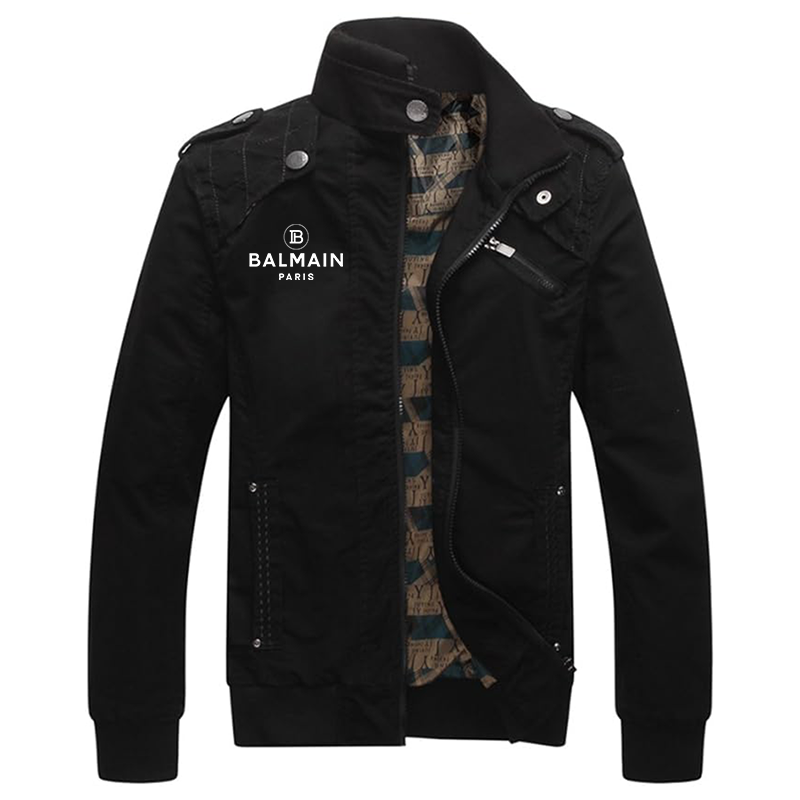 Men's Balmain Paris  Dwar Casual Washed Cotton Military Outdoor Jackets with Shoulder Straps