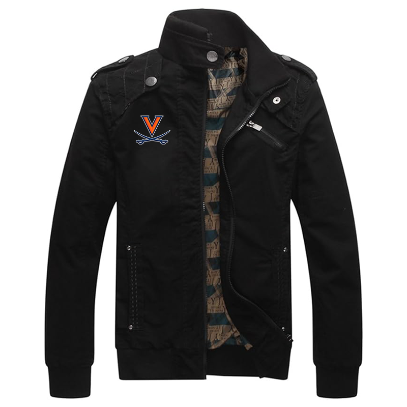 Men's Virginia Cavaliers Dwar Casual Washed Cotton Military Outdoor Jackets with Shoulder Straps