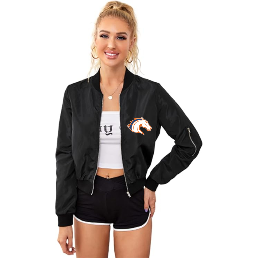 Women's Texas Arlington Mavericks  Lightweight Bomber Biker Jacket Zip up Windbreaker Crop Bomber Jacket Coat