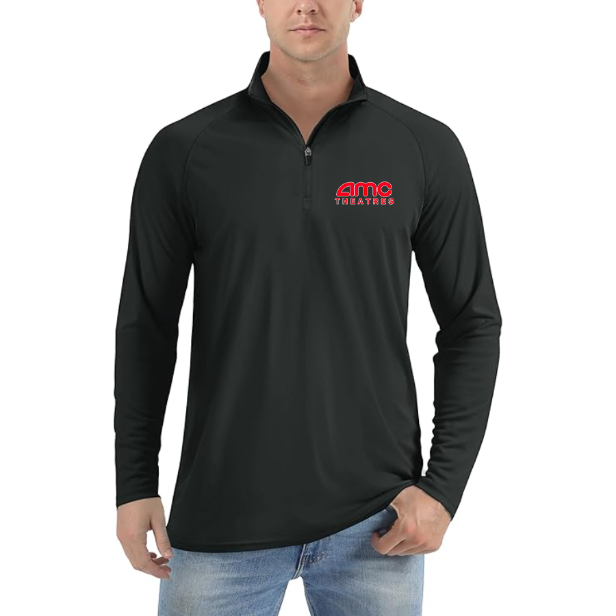 Men's Amc Theatres Lightweight Quarter-Zip Athletic Shirt Long Sleeve Performance Wear