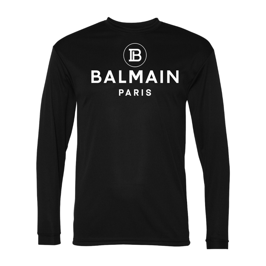 Men's Balmain Paris   Polyester Long Sleeve T-Shirt