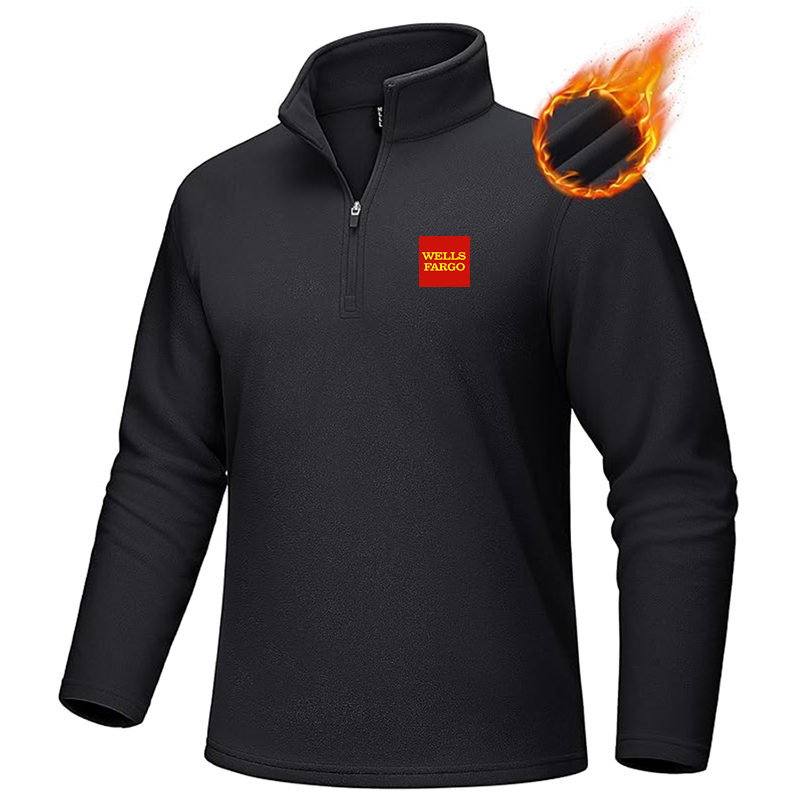 Men's Wells Fargo MAGCOMSEN  Quarter-Zip Pullover Polar Fleece Sweatshirt Stand Collar Long Sleeve Shirt for Men Thermal Winter Fall