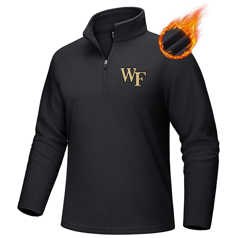 Men's Wake Forest Demon Deacons MAGCOMSEN  Quarter-Zip Pullover Polar Fleece Sweatshirt Stand Collar Long Sleeve Shirt for Men Thermal Winter Fall